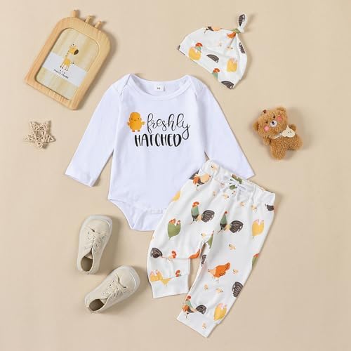 Infant Boy Farm Letter Bodysuit Set with Hat 0-18 Months