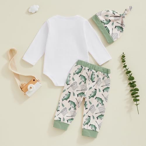 Lamuusaa Newborn Baby Boy Fall Fishing Outfit Romper Set
