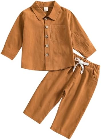 ACESTAR toddler boys 2-piece cotton linen set