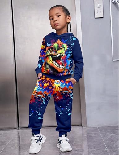 Cool Dinosaur Toddler Outfits Set - Long Sleeve Hoodie Pants