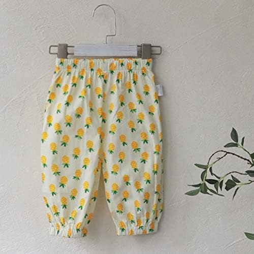 Long Bloomers Cotton Linen Trousers Elastic Waist Cartoon Print Soft Spring Fall
