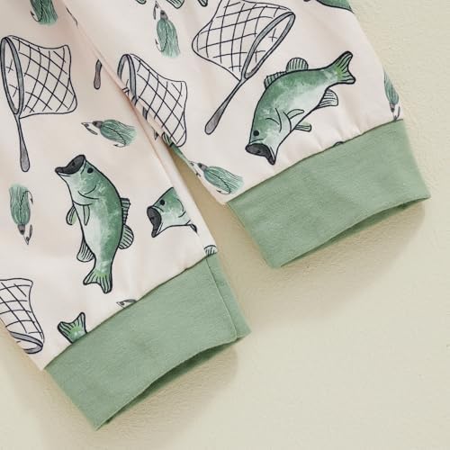 Lamuusaa Newborn Baby Boy Fall Fishing Outfit Romper Set