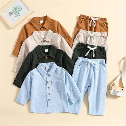 ACESTAR toddler boys 2-piece cotton linen set