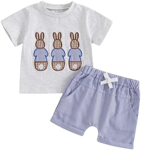Mubineo T-Shirt Plaid Toddler Summer Bunny Set