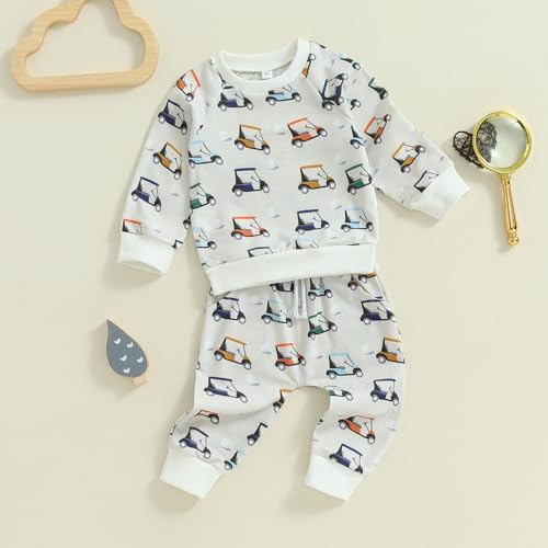 Toddler Baby Boys Golf Cart Outfit 2PCS Fall Clothes Set