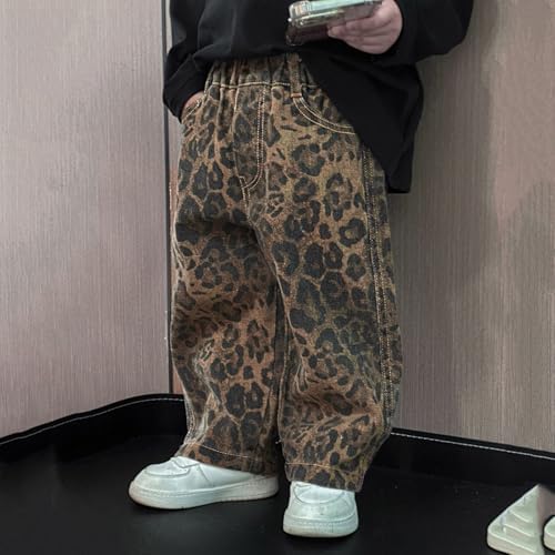 Little Baby Boys Leopard Denim Pants Y2K Streetwear Bottoms