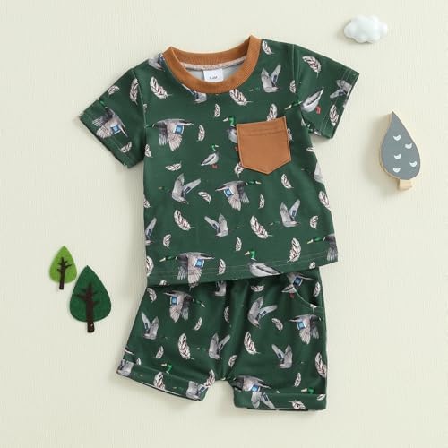 Summer Toddler Boys Duck Print Outfit Set