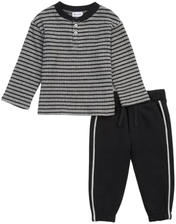 Crewneck Stripe Tee Jogger Set for Boys