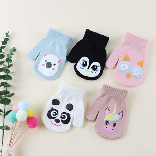 MniJiza Baby Winter Mittens Toddler Stretch Knit Gloves