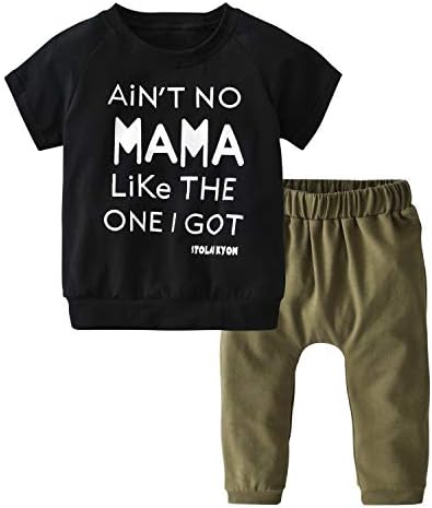 Eghunooy Toddler Boy Letters Printed Tanks Pants Set
