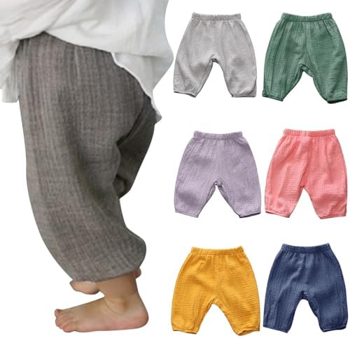 Gingham Cargo Pants for Toddler Boys Girls Elastic Waist Bottoms Basic blooomers