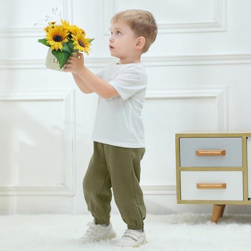 Unikaka 3-Pack Baby Boys Cotton Harem Pants Toddler Jogger