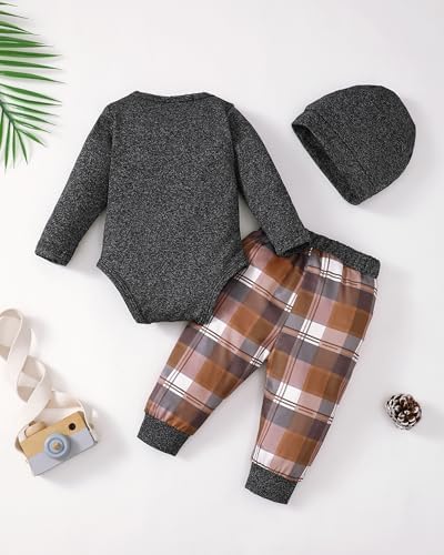 Newborn Baby Boy Clothing Set - Cozy CottonRomperPantsHat