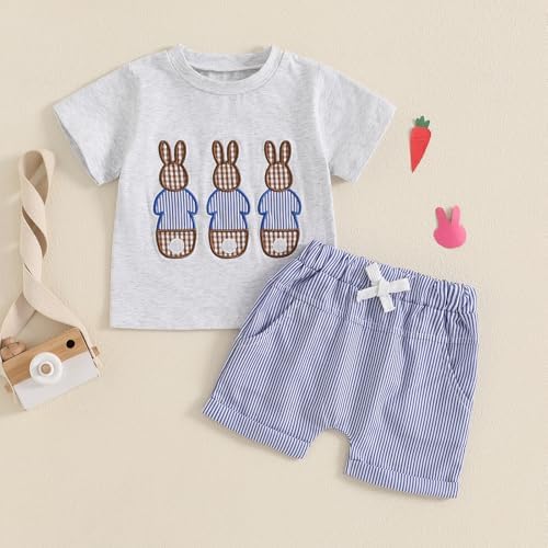 Mubineo T-Shirt Plaid Toddler Summer Bunny Set