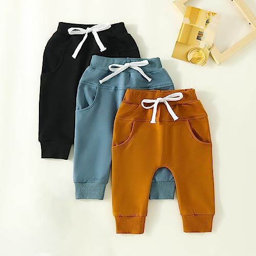 3-Pack Cotton Toddler Pants Animated Elastic Waist
