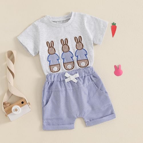 Mubineo T-Shirt Plaid Toddler Summer Bunny Set