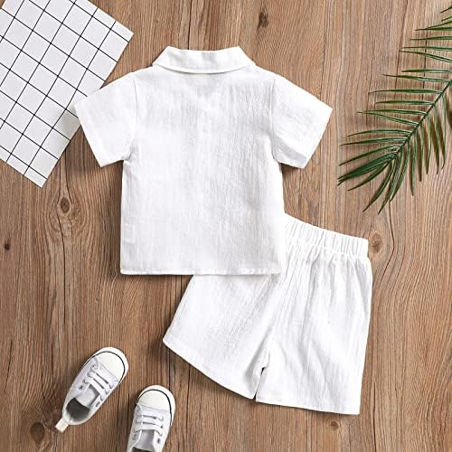 Shibaozi Toddler Boys Summer Outfit Cozy Button-Down Set with Pockets