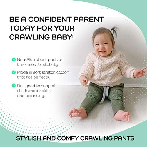 Anti-Slip Crawlers 6-12 Months Organic Cotton Olive Green