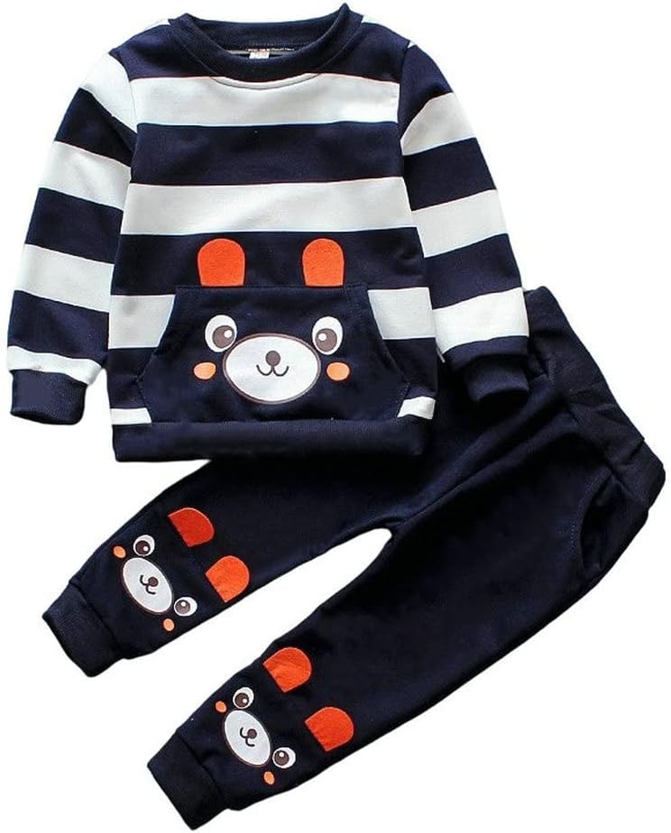Striped Bear Outfit Soft Cotton Toddler