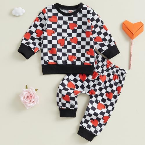 Stylish Valentines Day sweatshirt and pants combo for toddlers