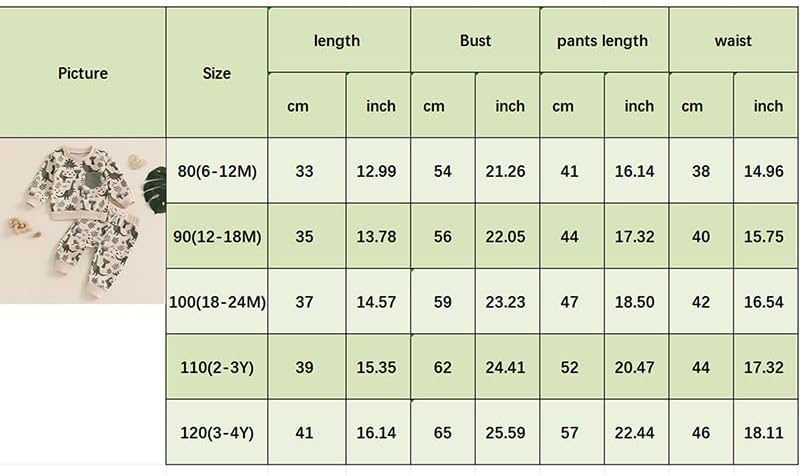 Baorji Toddler Boys Fall Outfits Dinosaur Print Pocketlong Sets