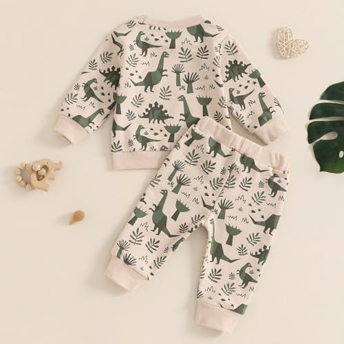 Baorji Toddler Boys Fall Outfits Dinosaur Print Pocketlong Sets