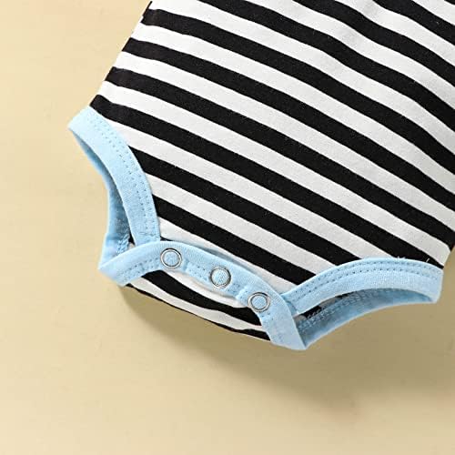 VINUOKER Boys Summer Blue Cotton Blend Striped Sport Casual Coordinate Outfit