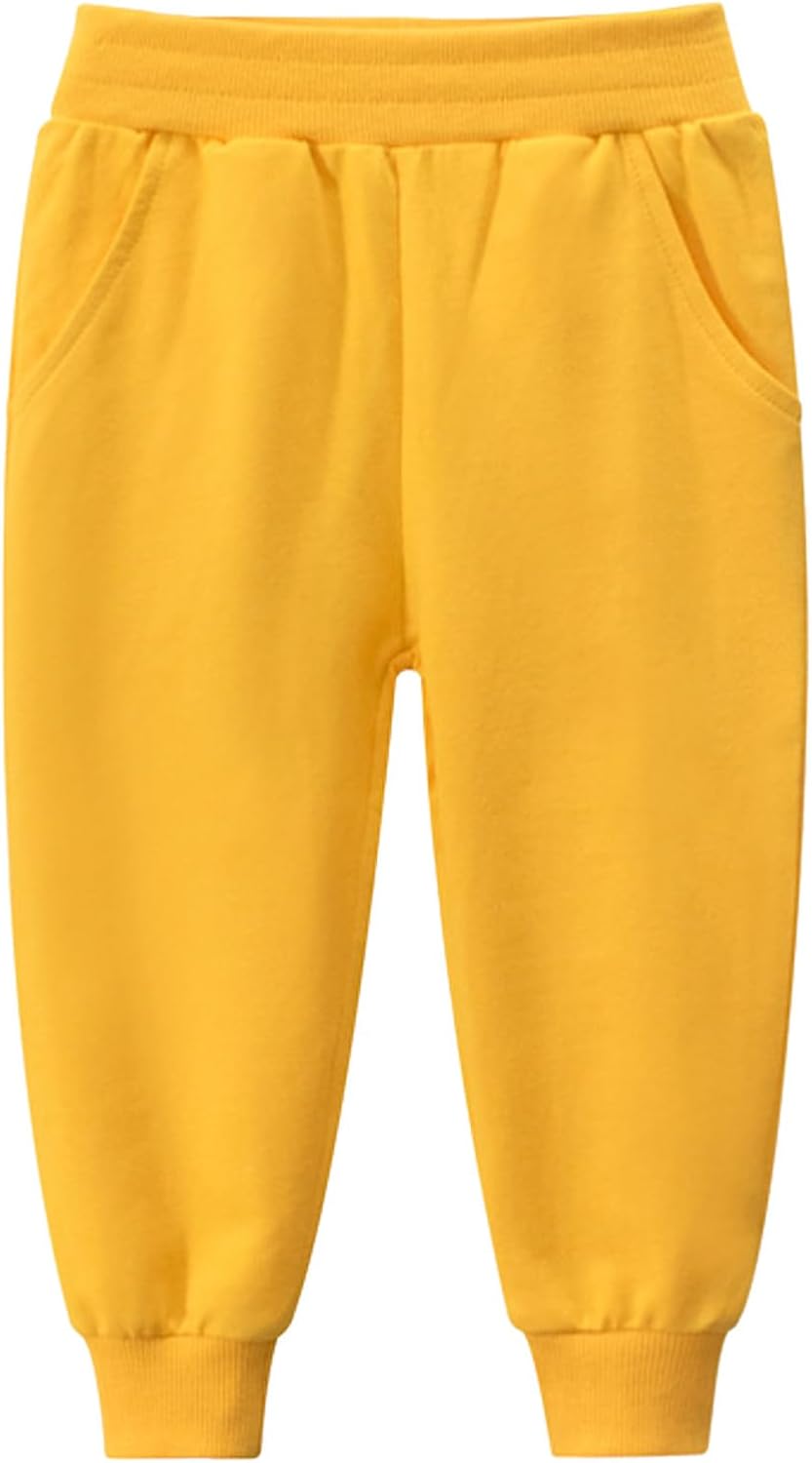 Unisex Kids Solid Cotton Winter Sweatpants with Elastic Waist