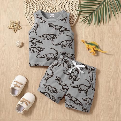 Dinosaur vest and shorts for boys - customizable summer set