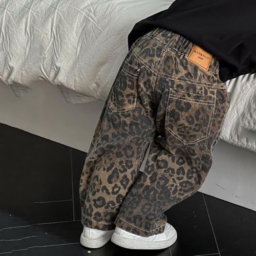 Little Baby Boys Leopard Denim Pants Y2K Streetwear Bottoms