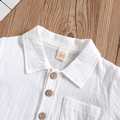 Shibaozi Toddler Boys Summer Outfit Cozy Button-Down Set with Pockets