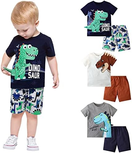 Dinosaur Cartoon T-Shirt Pants Set for Babies