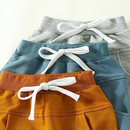 3-Piece Toddler Boys Solid Cargo Pants