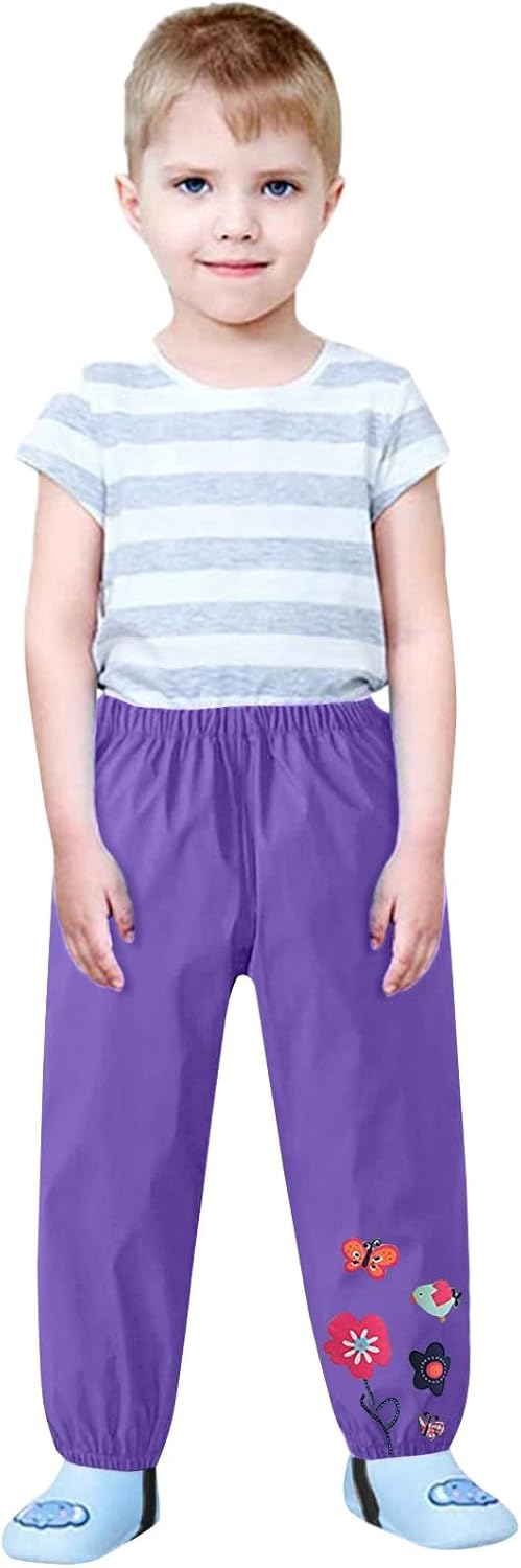 Toddler Elastic Waist Waterproof Rain Pants Stretchy waterproof 3-12 mo