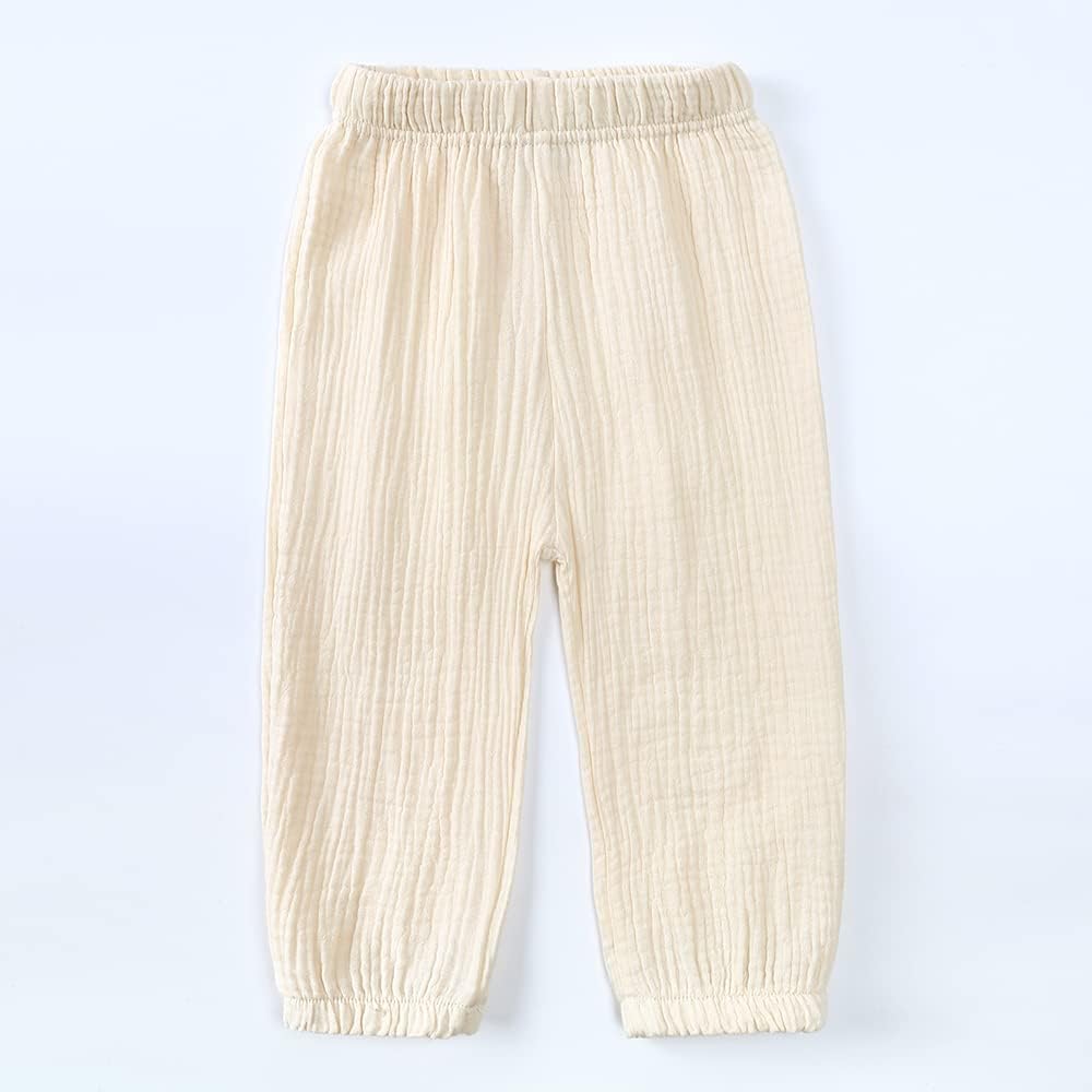ZFTTZYMX Elastic Waist Cotton Linen Pants for Kids