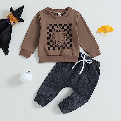 TheFound Toddler Halloween Infant Boy TruckGhost Print Outfit Set