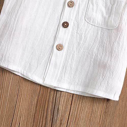 Shibaozi Toddler Boys Summer Outfit Cozy Button-Down Set with Pockets