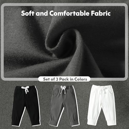 Adorable Toddler Jogger Pants with 3 Packs for Baby Boys