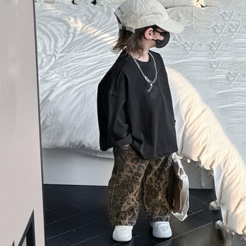 Little Baby Boys Leopard Denim Pants Y2K Streetwear Bottoms