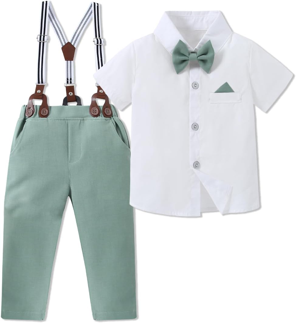 SANGTREE Boys Seasonal Two-Piece Set with suspenders for growing Little Boys