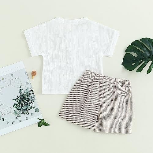 2Pcs Summer Outfits for Baby Boys Elastic Waistband Shorts Set