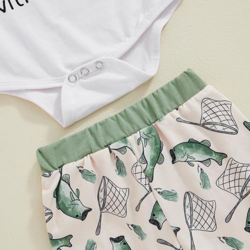 Lamuusaa Newborn Baby Boy Fall Fishing Outfit Romper Set