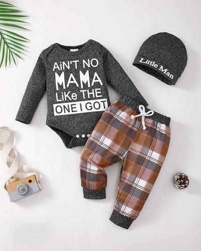 Newborn Baby Boy Clothing Set - Cozy CottonRomperPantsHat
