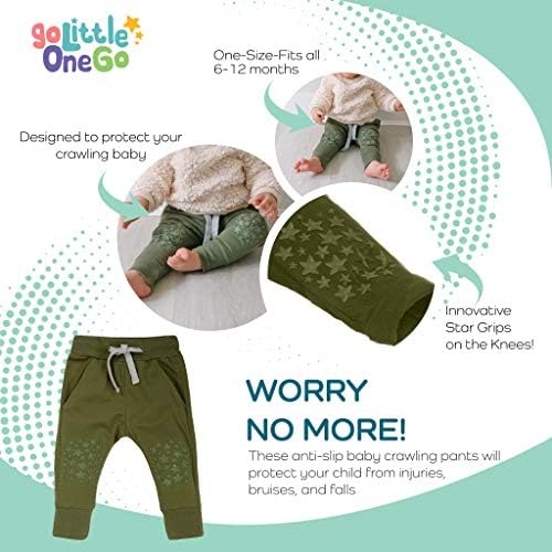 Anti-Slip Crawlers 6-12 Months Organic Cotton Olive Green