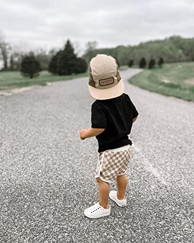 Lamuusaa Boys 0-3T Summer Cotton Plaid Jogger Shorts Elastic Waist