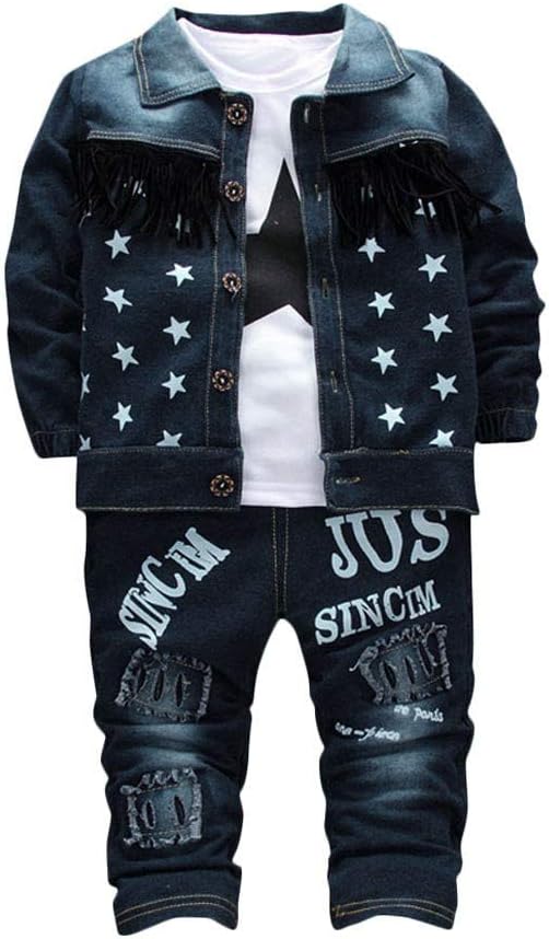3-Piece Complete Denim Jacket for Boys Fall Winter Style