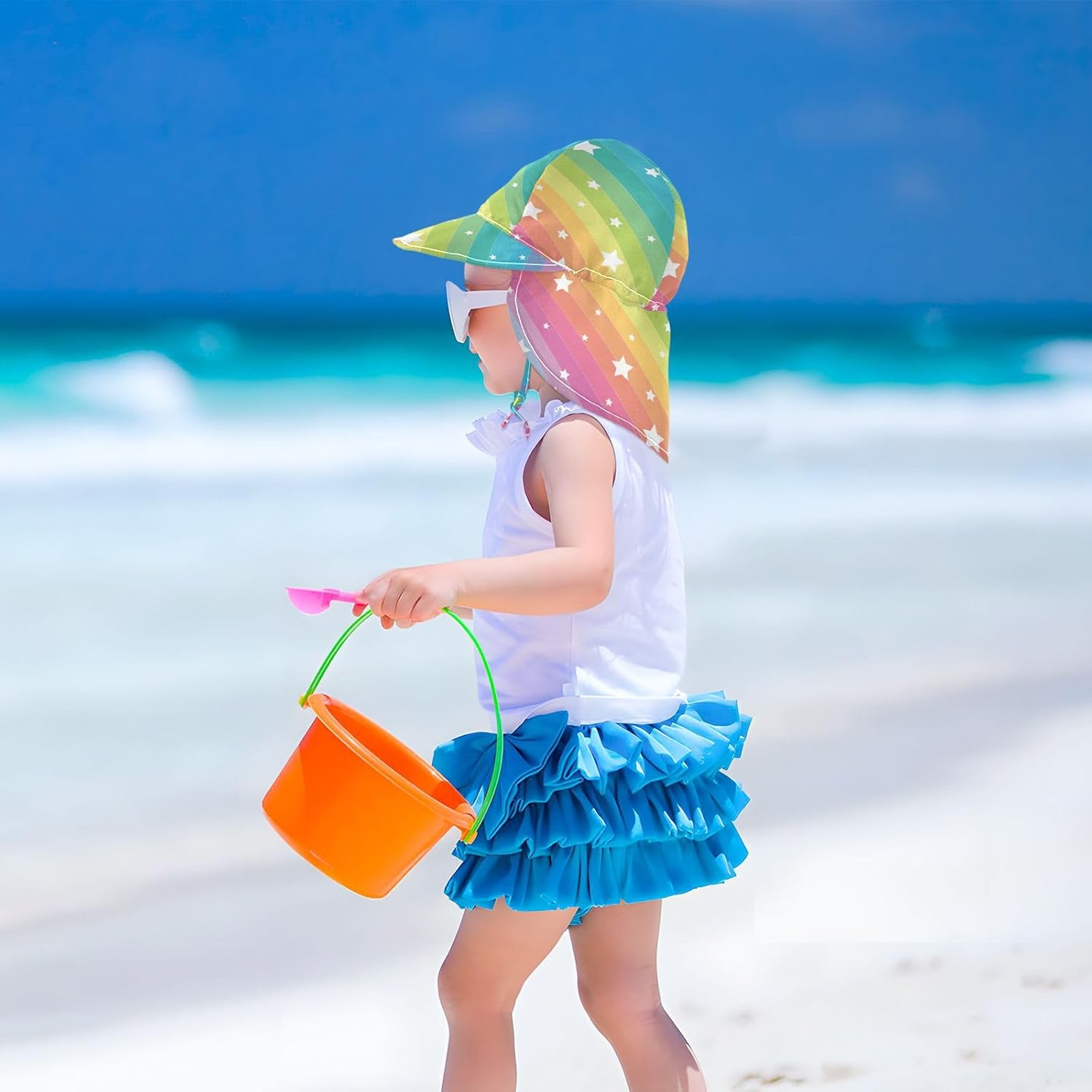 Adjustable UPF 50 Star Beach Hat for Kids