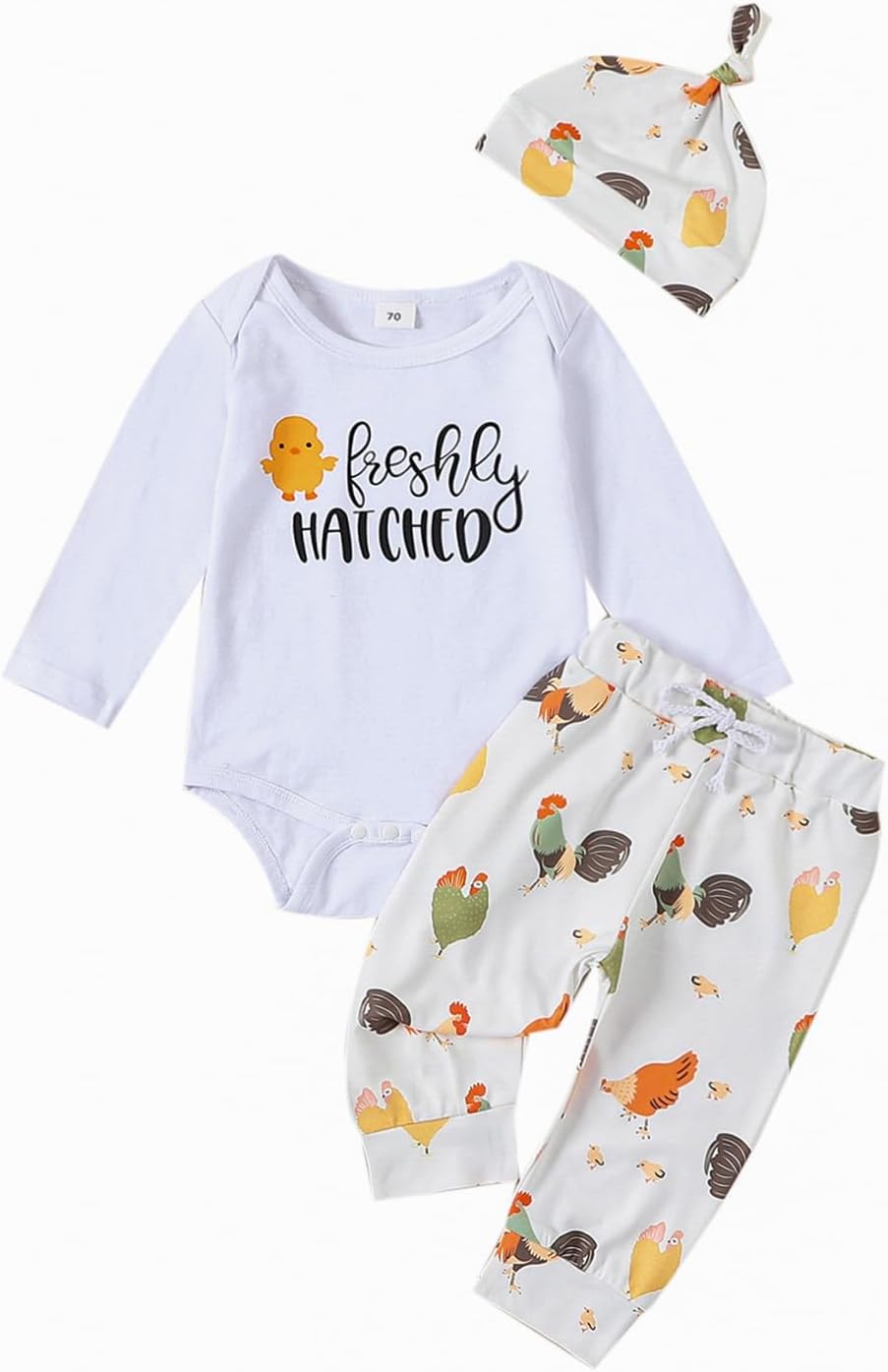 Infant Boy Farm Letter Bodysuit Set with Hat 0-18 Months