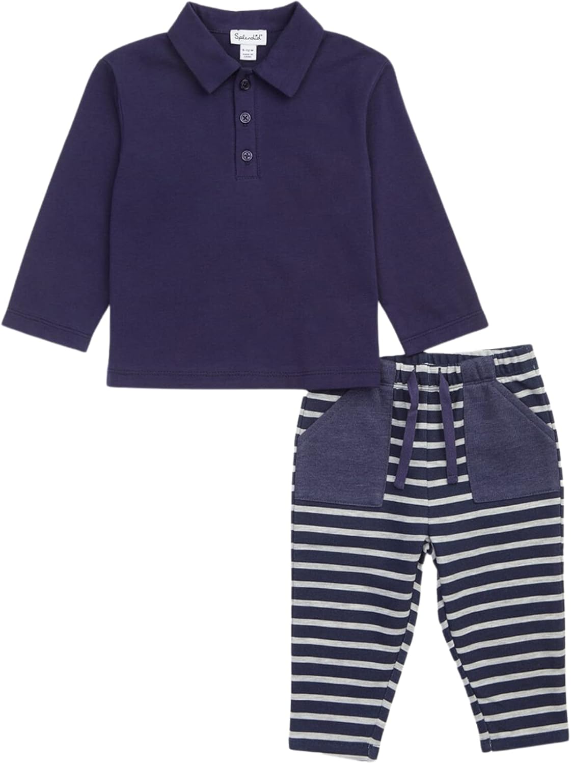 Splendid baby boys Blue Ink Stripe Long Sleeve Set 1