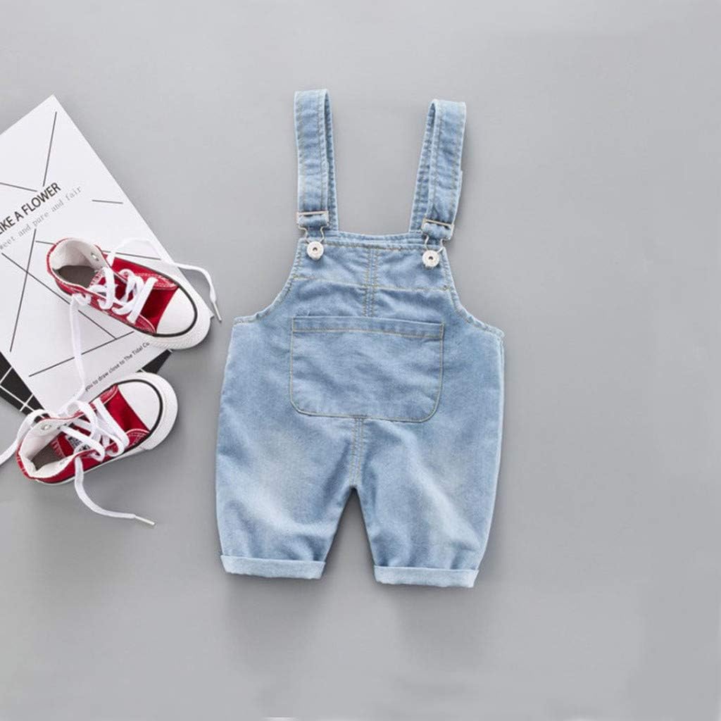 Hfolob Baby Boys Girls Denim Suspender Trousers